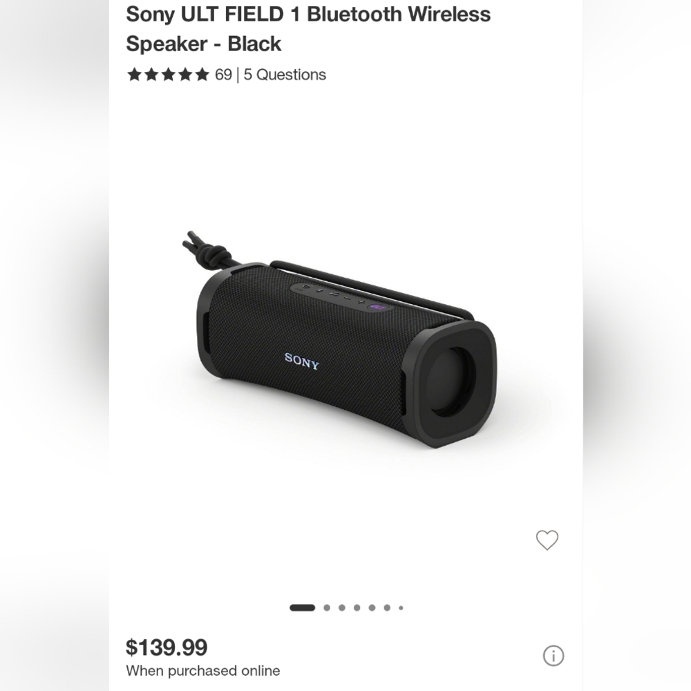 Sony Black Portable Bluetooth Speaker